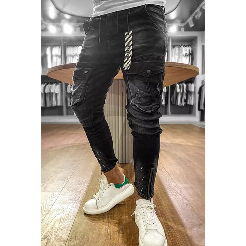 DStreet Men's black cargo pants UX3291 Slike