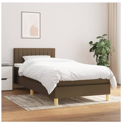 VidaXL Box spring postelja z vzmetnico temno rjav 90x190 cm Slike