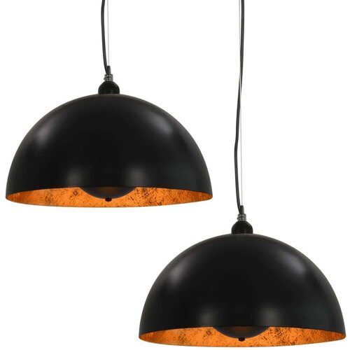  Stropne svjetiljke 2 kom crno-zlatne polukuglaste 40 cm E27 Slike
