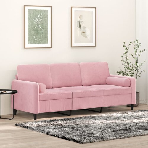 vidaXL Kavč trosed z okrasnimi blazinami roza 180 cm žamet Cene