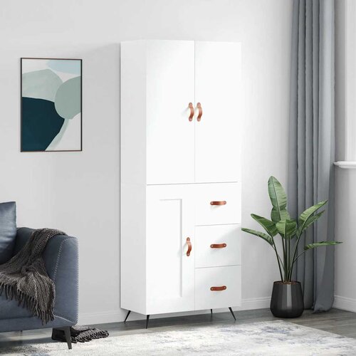  Visoka komoda bijela 69,5x34x180 cm konstruirano drvo Cijene