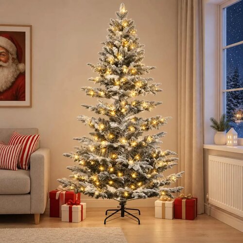  Umjetno božićno drvce s nogom 180 cm 300 LED lampica - Bijela 180 cm s LED svjetlima Cene