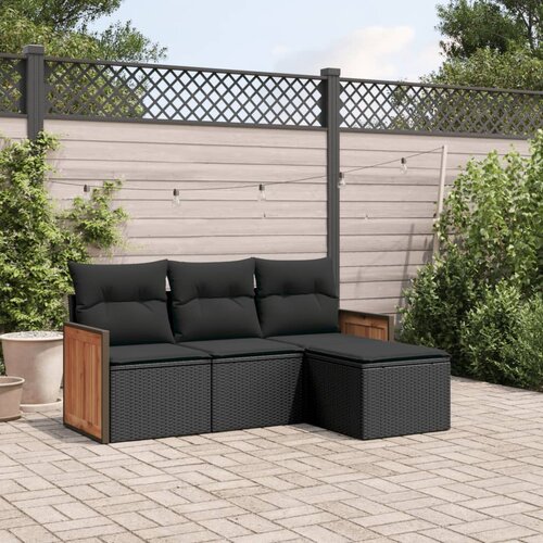 vidaXL 4-dijelni set vrtnih sofa od poliratana s jastucima crni Cijene