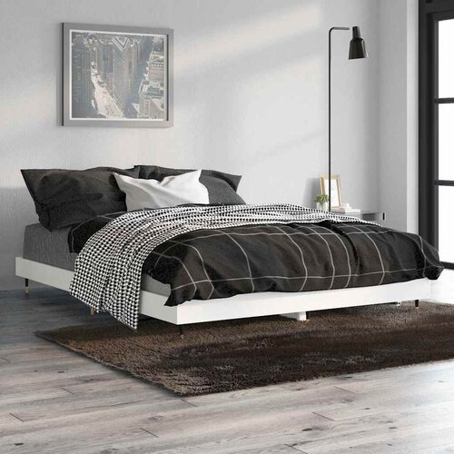 Okvir za krevet bijela 140x190 cm konstruirano drvo Slike