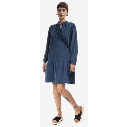 A.P.C. Haljina Robe Natalia boja: tamno plava, mini, širi se prema dolje, COEYL.F05944-INDIGOWASH