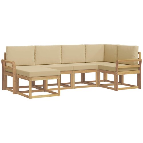 vidaXL Zunanja garnitura za sedenje 6 pcs Bela in bež Poliester, (5000281063) Cene