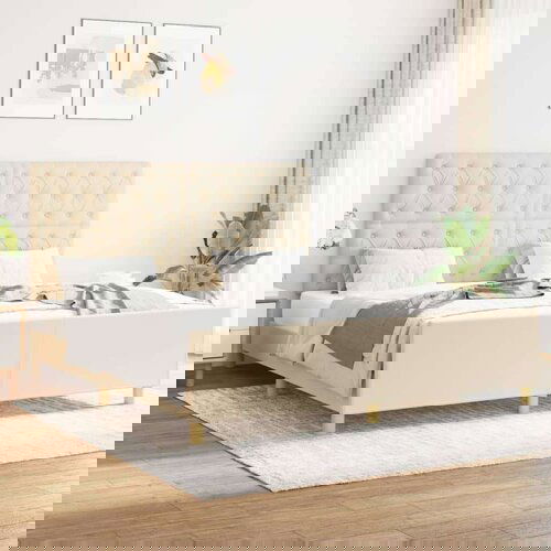  Okvir za krevet s uzglavljem krem 160 x 200 cm od tkanine Cene