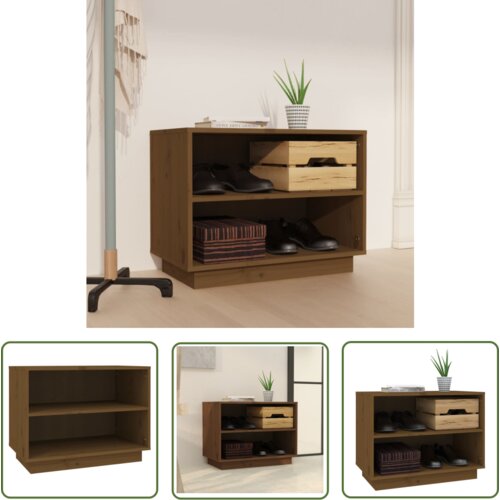 The Living Store Omarica za čevlje medeno rjava 60x34x45 cm trdna borovina - Omarica Za Čevlje, (21744367) Cene