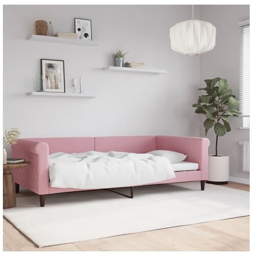VidaXL Raztegljiva postelja roza 100x200 cm žamet Slike