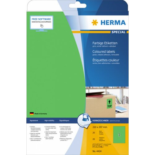 Herma etikete 210X297 A4/1 1/20 zelena ( 02H4424 ) Cene