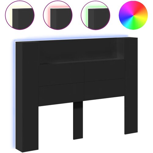 Maison Chic posteljno vzglavje - vzglavna omarica - nočna omarica led črna 140x16,5x103,5 cm, (21704231) Slike