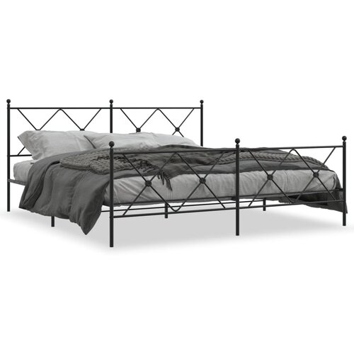 VidaXL Metalni okvir kreveta uzglavlje i podnožje crni 183x213 cm Slike