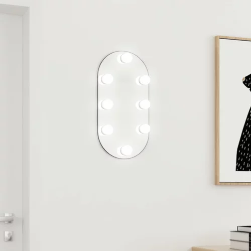 vidaXL Ogledalo s LED svjetlima 40 x 20 cm stakleno ovalno