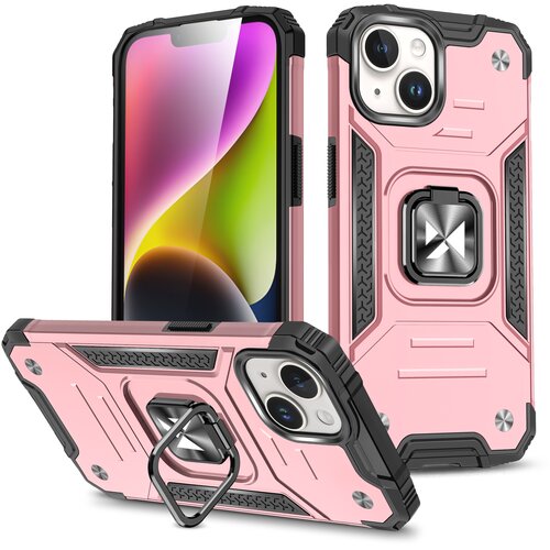 Wozinsky Oklepni ovitek z držalom za prste za iPhone 15 Ring Armor, roza zlato, (21522472) Cene