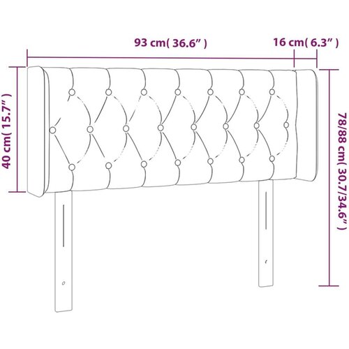  Uzglavlje crno 93x16x78/88 cm od tkanine Slike