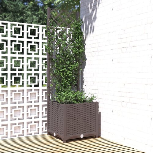 VidaXL Vrtna sadilica s re&amp;scaron;etkom smeđa 40 x 40 x 136 cm PP Slike