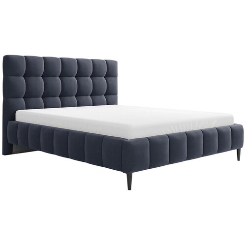 MID.YOU OBLAZINJENA POSTELJA 140 cm x 200 cm , les, tekstil, leseni material modra Slike