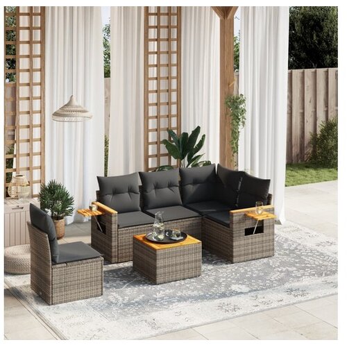 vidaXL 6-dijelni set vrtnih sofa od poliratana s jastucima sivi Cijene