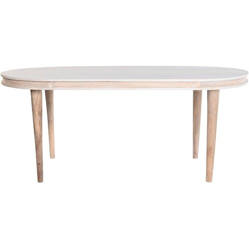  Jedilna Miza DKD Home Decor Bela Zlat Medenina Mangov les 180 x 90 x 76 cm Slike