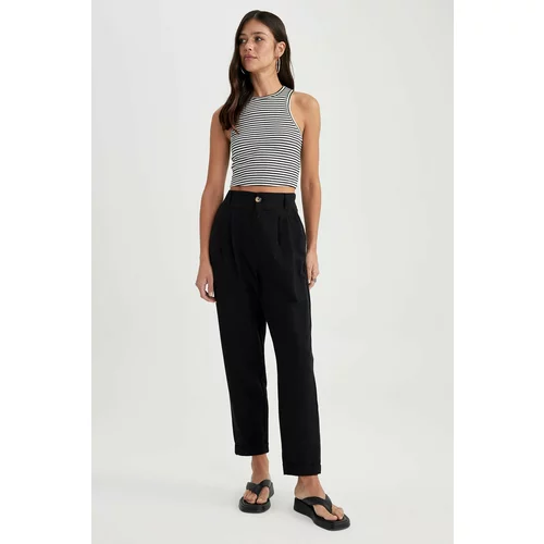Defacto Slouchy Linen Blend Ankle Length Trousers