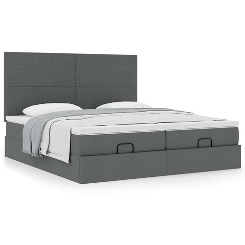 vidaXL Otomanski posteljni okvir z vzmetnicami siv 200x200 cm blago Cene