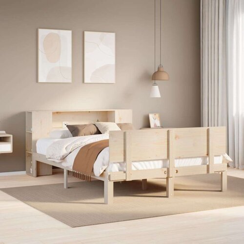 vidaXL Krevet s regalom za knjige bez madraca 120x190 cm od borovine Cene