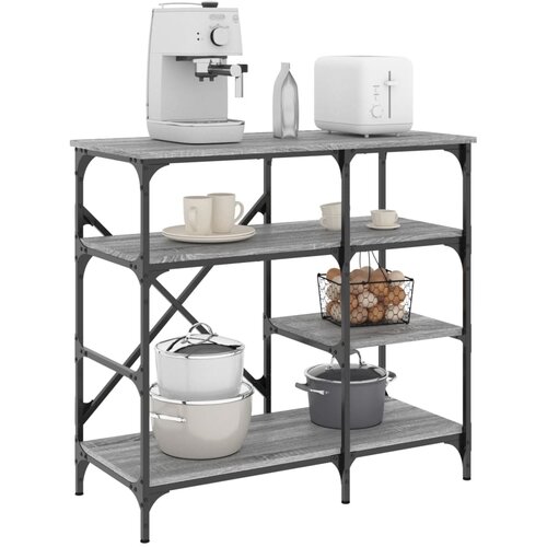 vidaXL Pekarski stalak siva boja hrasta 90x40x84 cm od drva i metala Cijene