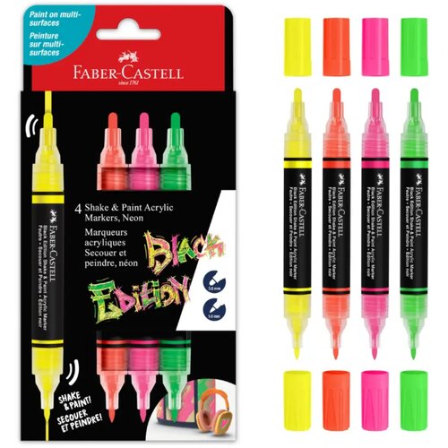 Faber-Castell Flomaster Shake and Paint, 4 komada, Neon Slike