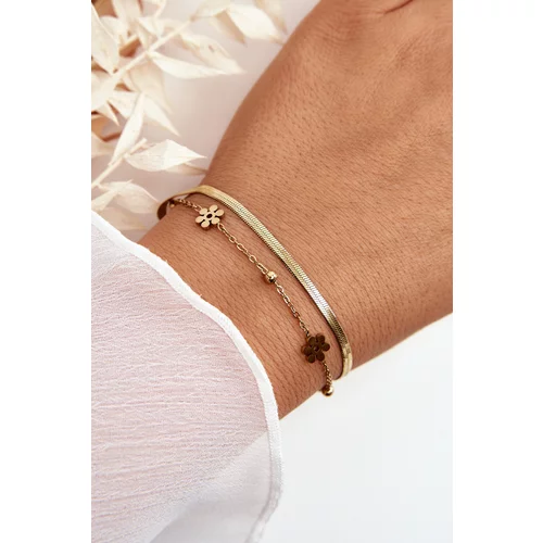 Kesi Women's snake bracelet with golden flowers