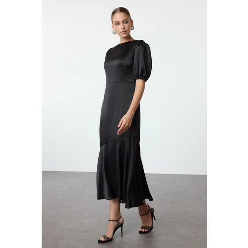 Trendyol Black A-Line Satin Woven Dress