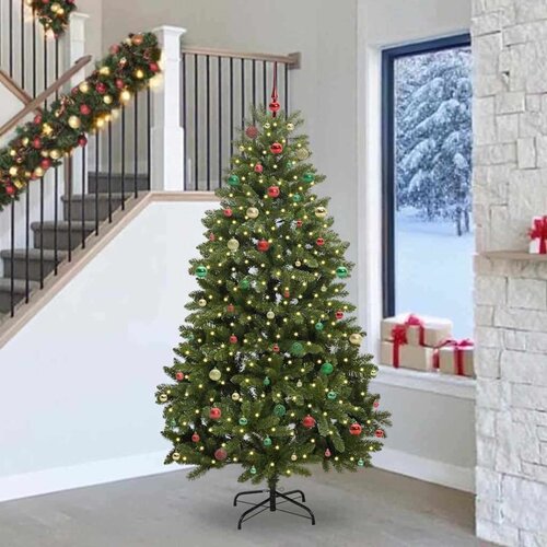 vidaXL Umjetno božićno drvce S LED lampica Zelena 240 cm PVC i metal Cijene