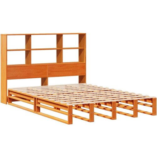 VidaXL Krevet s regalom za knjige bez madraca 160x200 cm masivno drvo Slike