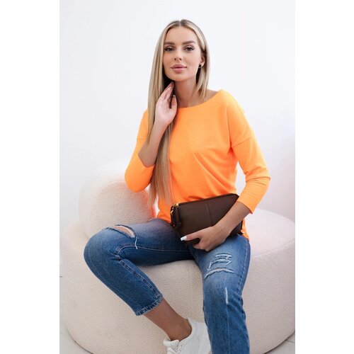 Kesi Women&amp;#039;s blouse with a boat neckline orange neon Slike