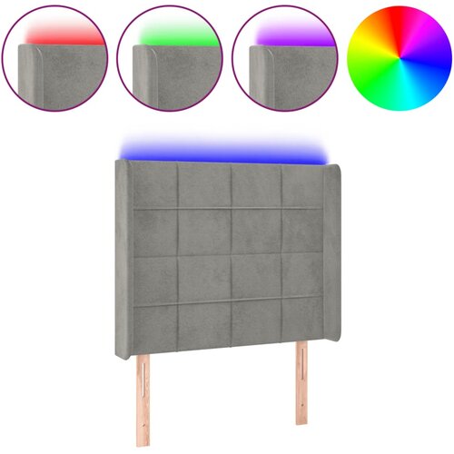 VidaXL LED posteljno vzglavje svetlo sivo 93x16x118/128 cm žamet, (20793663) Slike