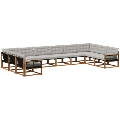  Set vanjskih sofa 10 kom. Prirodna i svjetlosiva Smeđa 483 x 247,5 x 73 cm Slike