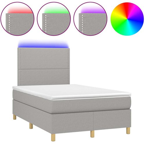  s oprugama i madracem LED svjetlosivi 120x190 cm tkanina Slike