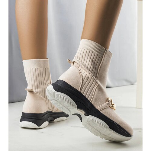 Gemre Beige Insulated Ankle Boots with Chain Ulster Cene