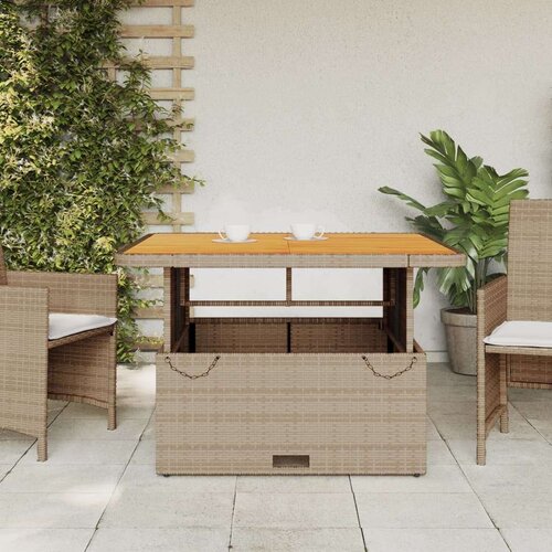 VidaXL vrtni stol bež 110 x 110 x 71 cm od poliratana i drva bagrema Slike