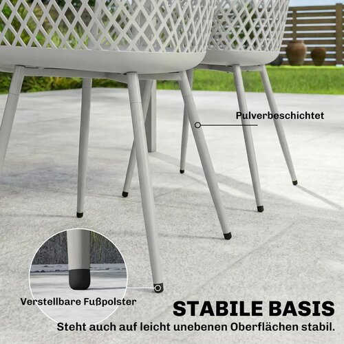 Set od 4 vrtne stolice plastične vrtne stolice otporne na UV zračenje s naslonima za ruke i naslonom 56 x 51 x 84 cm sive Slike