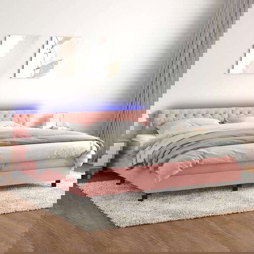  Box spring s madracem LED ružičasti 200x200cm baršunasti Cijene