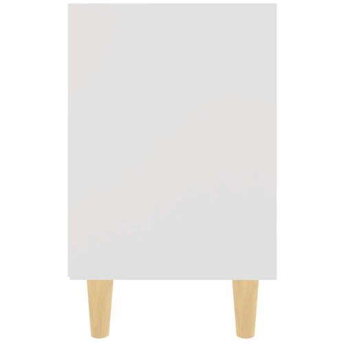 VidaXL noćni ormarić s nogama od masivnog drva bijeli 40 x 30 x 50 cm Slike