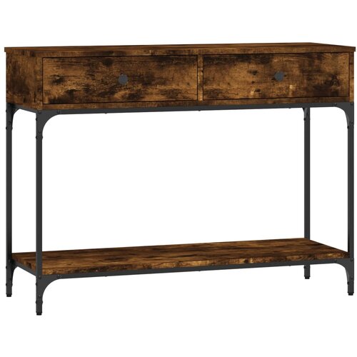 Maison Chic konzolna miza - miza ob steni dimljen hrast 100x34,5x75 cm inženirski les, (21786056) Slike