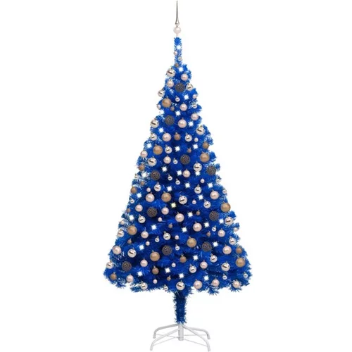 Umetna novoletna jelka z LED lučkami in bučkami modra 240 cm