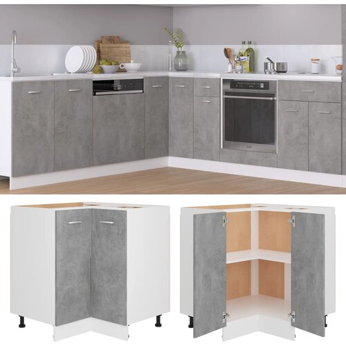 VidaXL Kotna spodnja omarica betonsko siva 75,5x75,5x80,5cm iverna pl., (20621066) Slike