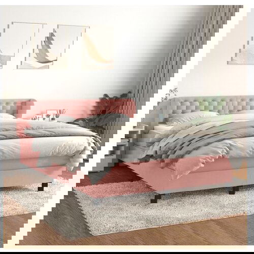 VidaXL Box spring postelja z vzmetnico roza 140x200 cm žamet Slike