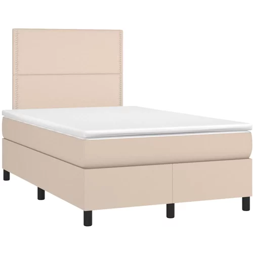 vidaXL Box spring postelja z vzmetnico kapučino 120x190cm umetno usnje, (21111425)