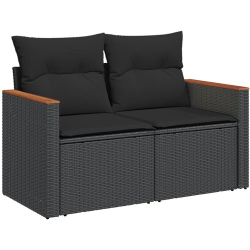  7-dijelni set vrtnih sofa od poliratana s jastucima crni Crna 61 x 62 x 69 cm Slike