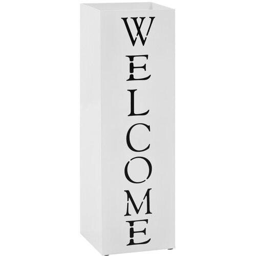 VidaXL Stojalo za dežnike Welcome iz jekla bele barve Slike