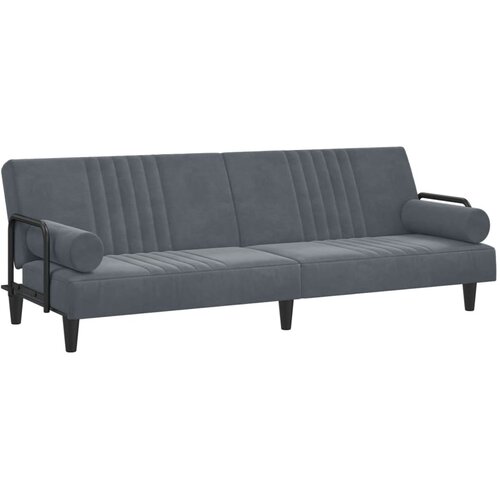 Maison Chic Raztegljiv kavč - Raztegljivi divan z naslonjali za roke temno sivo žamet, (21729153) Cene