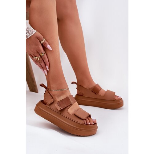 Boto Women's platform sandals with Velcro Camel Nitepira Cijene